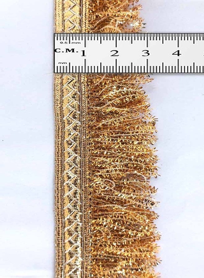 Mezin 1.25 Inch Fulzar Fringes Tassel Decorative Lace Trimmings Ribbon Festival Bridal Dupatta Lehenga, Saree, Anarkali, Indian Sari Border (Pearl Mate + Rose Gold) - Image 4